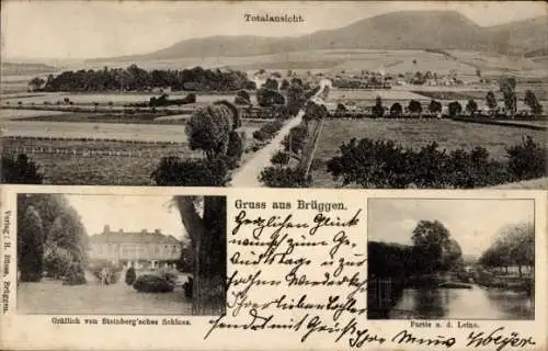 Ak Brüggen Gronau Leine, Panorama, Gräfl. von Steinbergsches Schloss