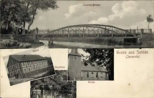 Ak Sehlde an der Innerste Niedersachsen, Innerste-Brücke, Mühle, Pfarrhaus, Kirche