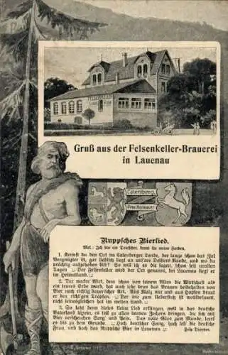 Wappen Ak Lauenau am Deister, Felsenkeller-Brauerei