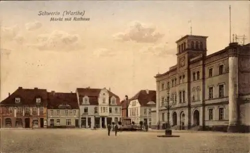 Ak Skwierzyna Schwerin an der Warthe Ostbrandenburg, Markt, Rathaus