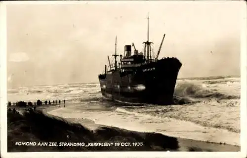 Ak Egmond aan Zee Nordholland Niederlande, Stranding, Kerkplein 1935