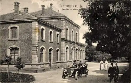 Ak Thann Elsass Haut Rhin, Bahnhof