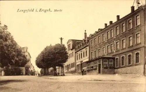 Ak Lengefeld im Erzgebirge Sachsen, Markt, Hotel zur Post