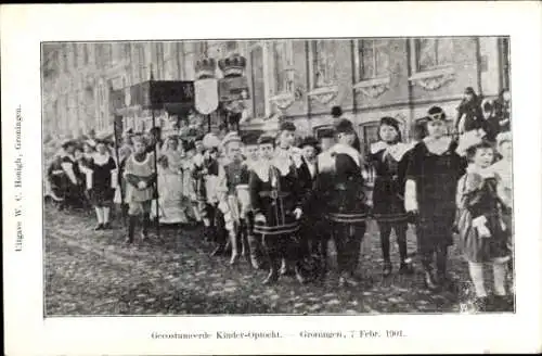 Ak Groningen Niederlande, Kinder-Prozession 7. Febr. 1901