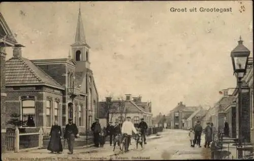 Ak Grootegast Groningen, Straßenpartie, Anwohner