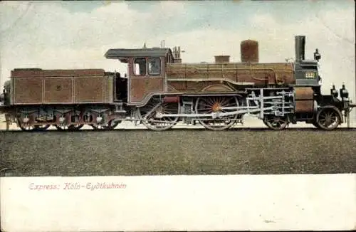 Ak Eisenbahn, Express Köln Eydtkuhnen, Dampflok, Tender 233