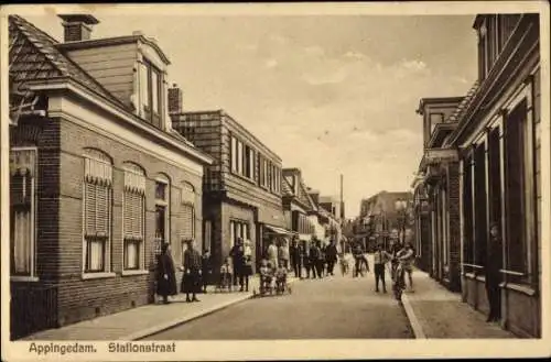 Ak Appingedam Groningen Niederlande, Stationstraat