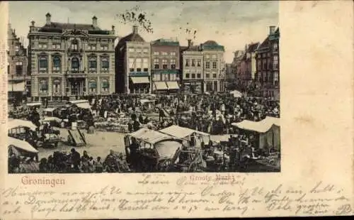Ak Groningen Niederlande, Großer Markt