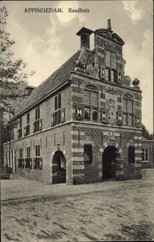 Ak Appingedam Groningen Niederlande, Rathaus, Giebel