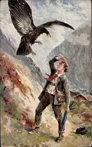 Künstler Ak Adler attackiert Wanderer, Stone Eagle, Tuck 9255