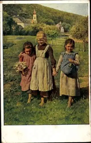 Künstler Ak Feiertag, Karl, Auf blumiger Wiese