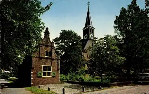 Ak Schoorl Nordholland Niederlande, Ned. Herv. Kerk, Raadhuis