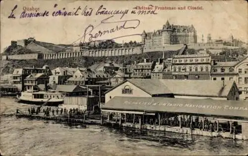 Ak Quebec, Kanada, Château Frontenac und Zitadelle