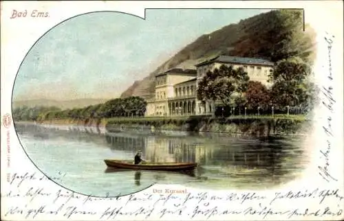 Ak  Bad Ems an der Lahn, Der Kursaal, Ruderboot