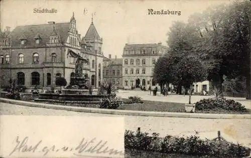 Ak Rendsburg in Schleswig Holstein, Stadthalle, Denkmal