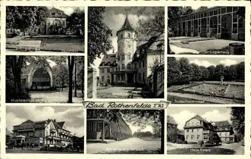 Ak Bad Rothenfelde, Weidtmanshof, Badehaus, Musikpavillon im Kurgarten