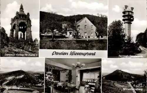 Ak Hausberge Porta Westfalica in Nordrhein Westfalen, Pension Wiesengrund, Fernseh- Sendeturm