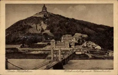 Ak Porta Westfalica an der Weser, Wittekindsberg, Kettenbrücke