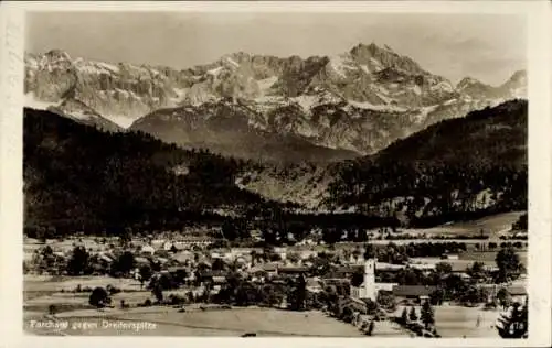 Ak Farchant Oberbayern, Gesamtansicht, Dreitorspitze