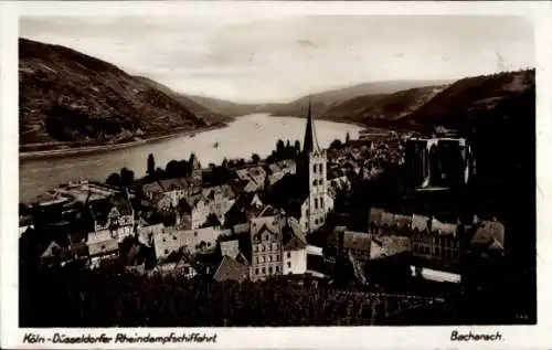 Ak Bacharach am Rhein, Totalansicht, Köln-Düsseldorfer Rheindampschifffahrt