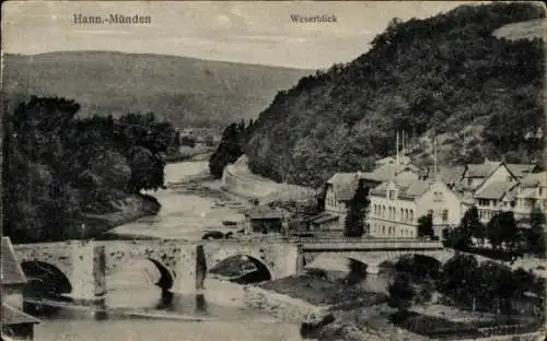 Ak Hann. Münden in Niedersachsen, Weserblick, Brücke