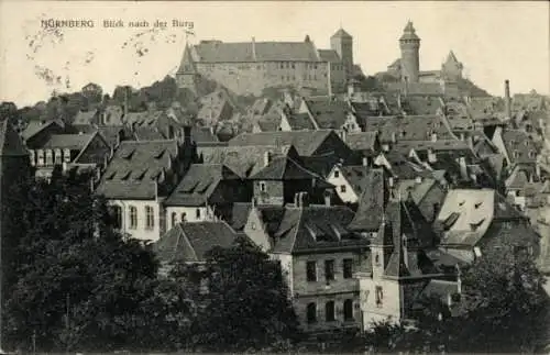 Ak Nürnberg in Mittelfranken, Teilansicht, Blick nach der Burg