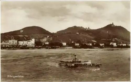 Ak Königswinter am Rhein, Teilansicht, Schiff