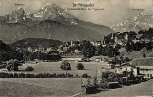 Ak Berchtesgaden in Oberbayern, Teilansicht, Watzmann, Hochkalter