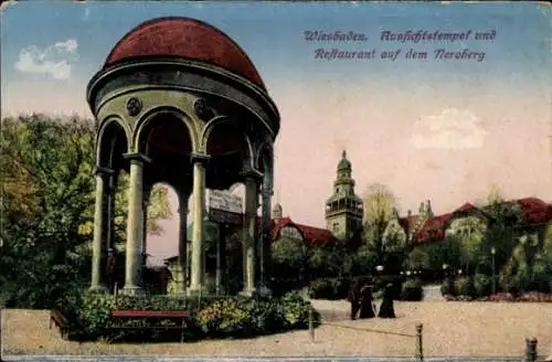 Ak Wiesbaden in Hessen, Aussichtstempel, Restaurant auf dem Neroberg