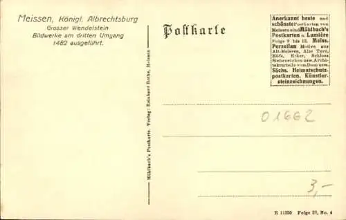 Ak Meißen an der Elbe, Königliche Albrechtsburg, Großer Wendelstein, Bildwerk am dritten Umgang