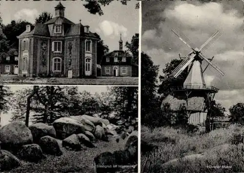 Ak Sögel im Emsland, Schloss Clemenswerth, Hüvener Mühle, Steingrab im Hümmling