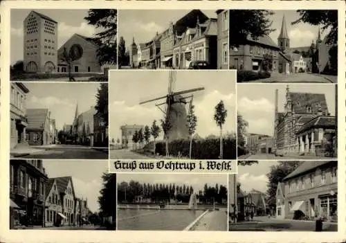 Ak Ochtrup im Münsterland Westfalen, Windmühle, Kirche, Teilansichten