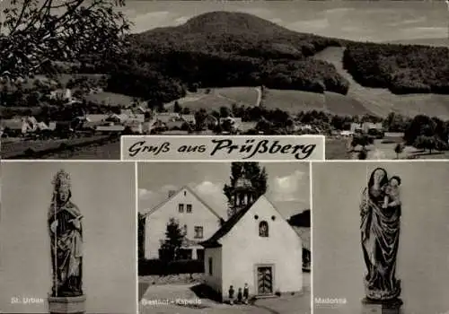 Ak Prüßberg Michelau im Steigerwald Unterfranken, Totalansicht, Madonna, St. Urban, Gasthof-Kapelle