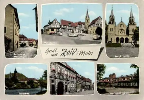 Ak Zeil Main, Bergkapelle, Stadtsee, Karitashaus, Wilhelm Zauzich, Buchdruckerei