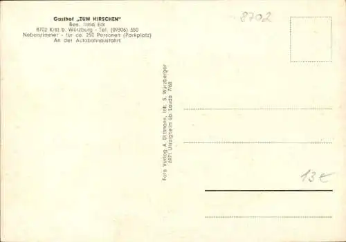 Ak Kist in Unterfranken, Totalansicht, Gasthof Zum Hirschen, Außenansicht, Innenansichten