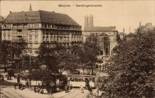 Ak München, Sendlingertorplatz, Straßenbahn