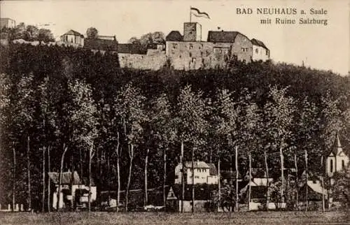 Ak Bad Neustadt an der Saale Unterfranken, Teilansicht, Ruine Salzburg