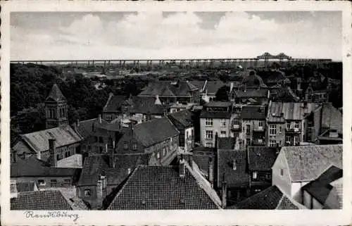 Ak Rendsburg in Schleswig Holstein, Stadtübersicht, Hochbrücke