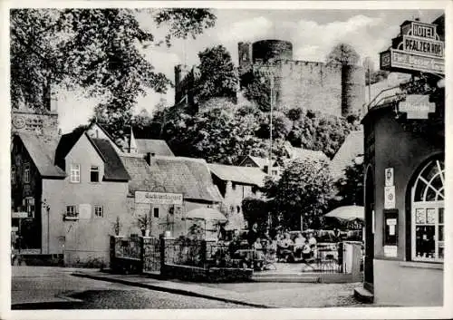 Ak Niederheimbach am Rhein, Teilansicht, Heimburg, Hotel-Restaurant-Pension Pfälzer Hof