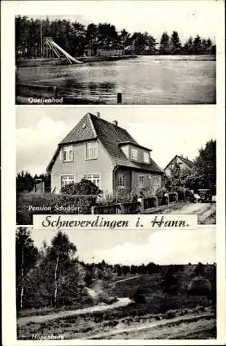 Ak Schneverdingen in der Lüneburger Heide, Quellenbad, Pension Schröder, Höpenberg