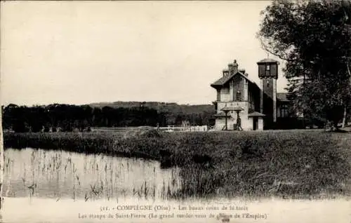 Ak Compiègne Oise, Les etangs de Saint-Pierre, Le grand rendez-vous de chasse de l'Empire