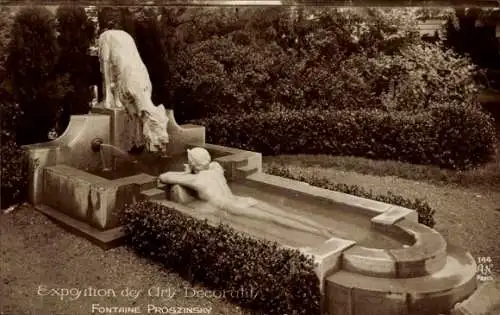 Ak Paris, Exposition des Arts Décoratifs 1925, Fontaine Proszinsky