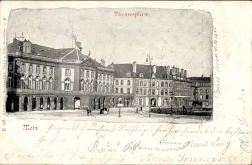 Ak Metz Moselle, Theaterplatz