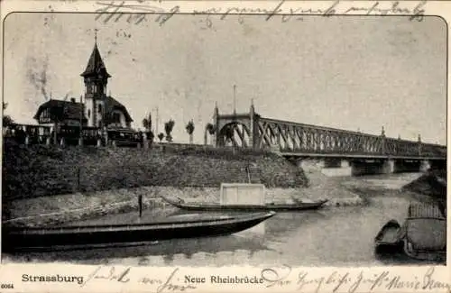 Ak Straßburg Elsass Bas Rhin, neue Rheinbrücke