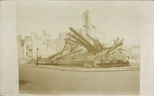 Foto Ak Lille Nord, zerstörte Gebäude