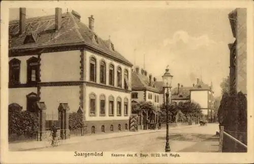 Ak Sarreguemines Saargemünd Lothringen Moselle, Kaserne des K. Bayr. III/22. Inft. Regts.