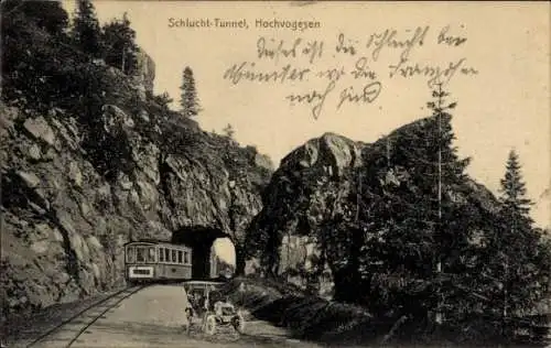 Ak Col de la Schlucht Vosges, Schlucht-Tunnel, Eisenbahn