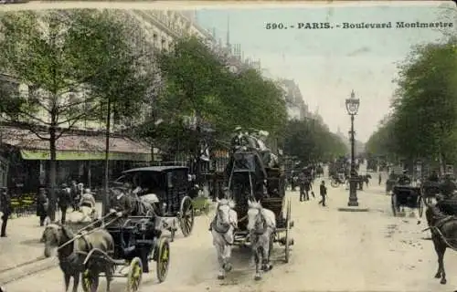 Ak Paris II, Boulevard Montmartre, Kutsche