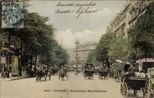 Ak Paris II, Boulevard Montmartre, Kutsche