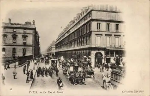 Ak Paris I Louvre, Rue de Rivoli, Kutsche